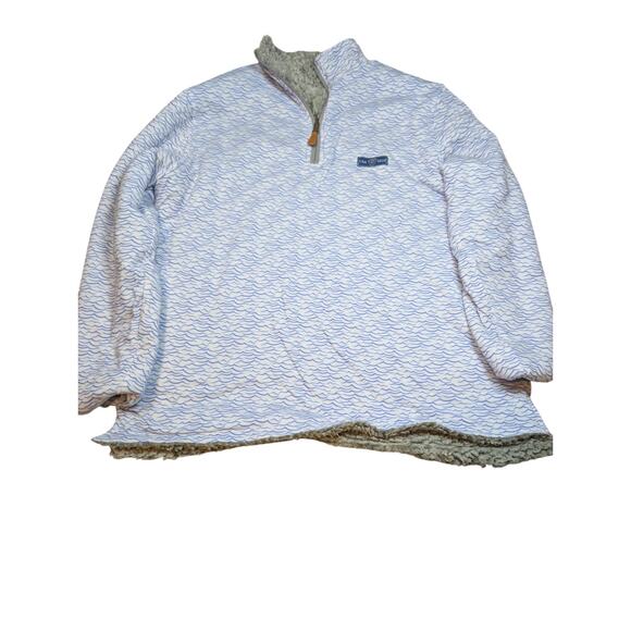 USA Palm Reversible Sherpa 1/4zip Grey Sherpa Wave Print Missing Tag (L) Mens - Picture 2 of 8